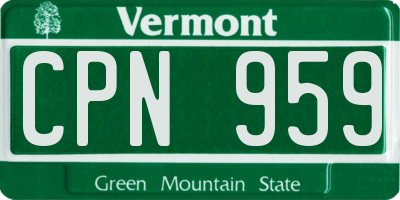 VT license plate CPN959