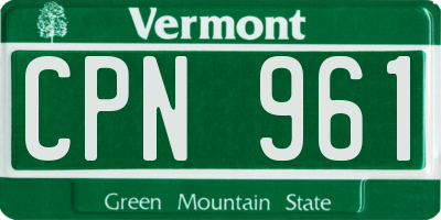 VT license plate CPN961