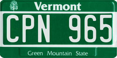 VT license plate CPN965