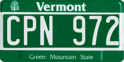 VT license plate CPN972