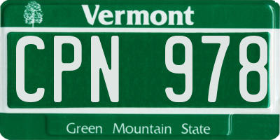 VT license plate CPN978