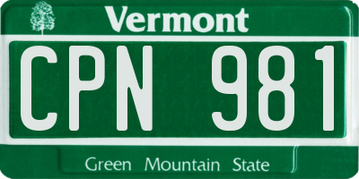 VT license plate CPN981