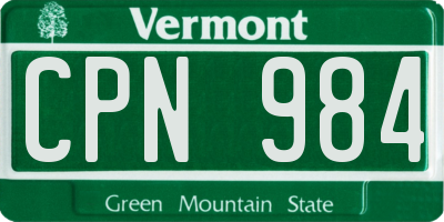 VT license plate CPN984