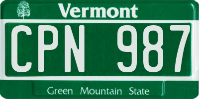VT license plate CPN987