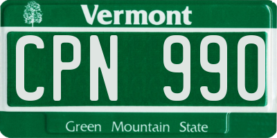 VT license plate CPN990
