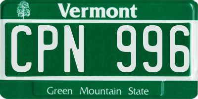 VT license plate CPN996
