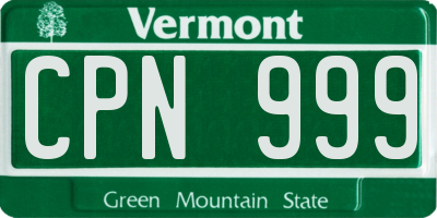 VT license plate CPN999
