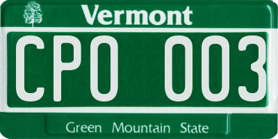 VT license plate CPO003