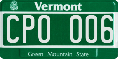 VT license plate CPO006