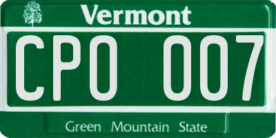 VT license plate CPO007