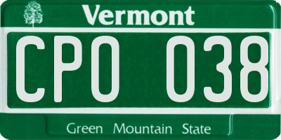 VT license plate CPO038