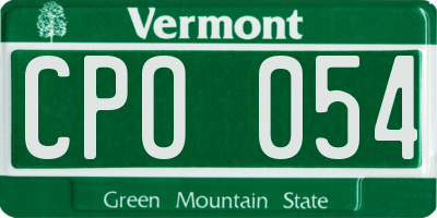 VT license plate CPO054