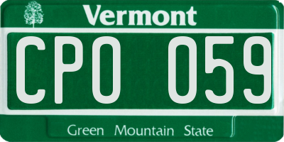 VT license plate CPO059