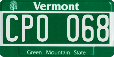 VT license plate CPO068