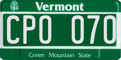 VT license plate CPO070