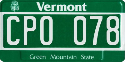 VT license plate CPO078