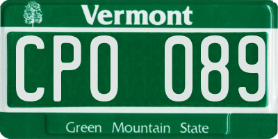 VT license plate CPO089