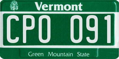 VT license plate CPO091