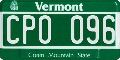 VT license plate CPO096