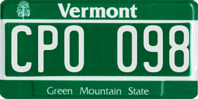 VT license plate CPO098
