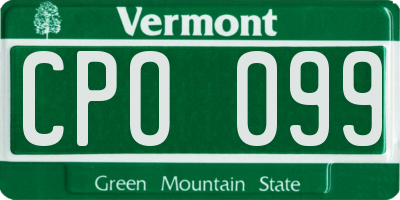 VT license plate CPO099