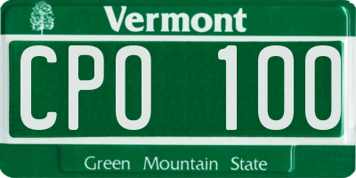 VT license plate CPO100