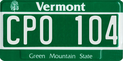 VT license plate CPO104
