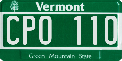 VT license plate CPO110