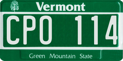 VT license plate CPO114