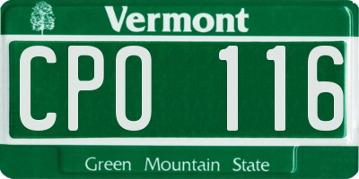 VT license plate CPO116