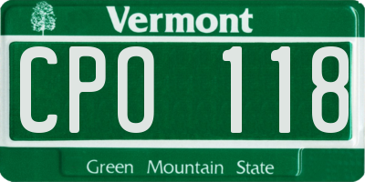 VT license plate CPO118