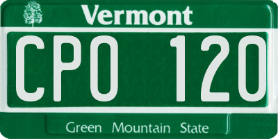 VT license plate CPO120