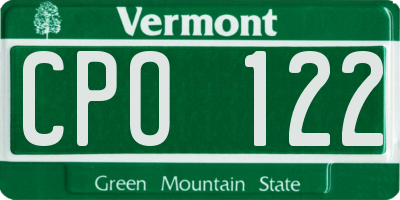 VT license plate CPO122