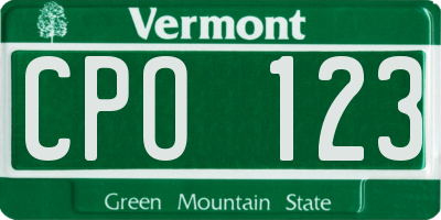 VT license plate CPO123