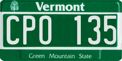 VT license plate CPO135