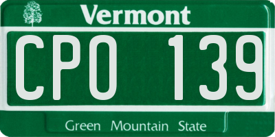 VT license plate CPO139