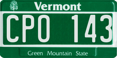 VT license plate CPO143