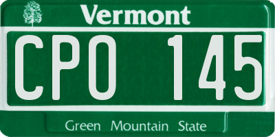 VT license plate CPO145