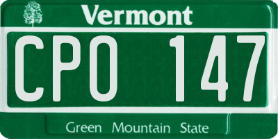 VT license plate CPO147