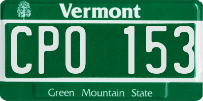 VT license plate CPO153