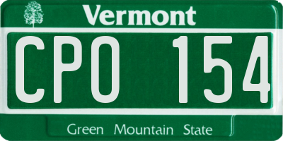 VT license plate CPO154