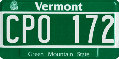 VT license plate CPO172