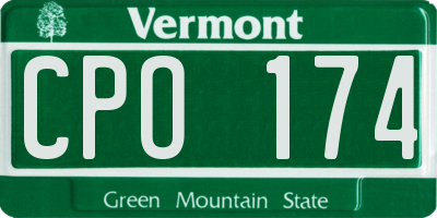 VT license plate CPO174