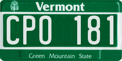VT license plate CPO181