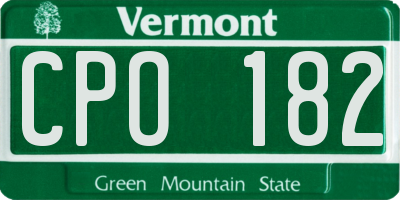 VT license plate CPO182