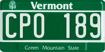VT license plate CPO189