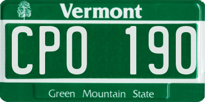 VT license plate CPO190