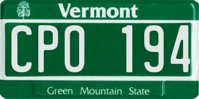VT license plate CPO194