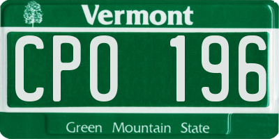 VT license plate CPO196