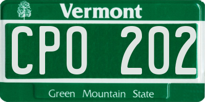VT license plate CPO202